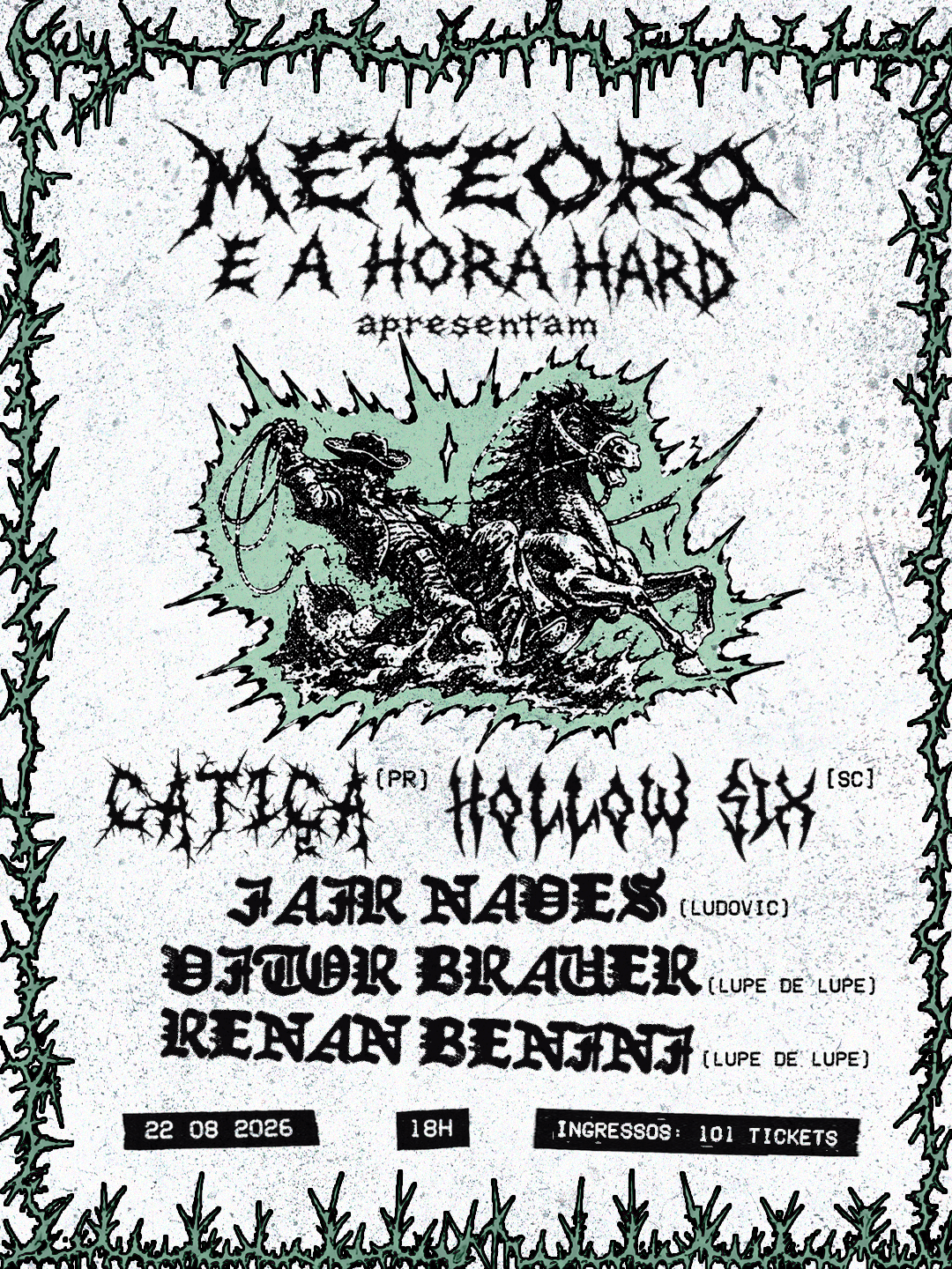 22/08 - Catiça + Vitor Brauer, Jair Naves e  Renan Benini (Lupe de lupe/Ludovic) + Hollow Six | Ingressos
